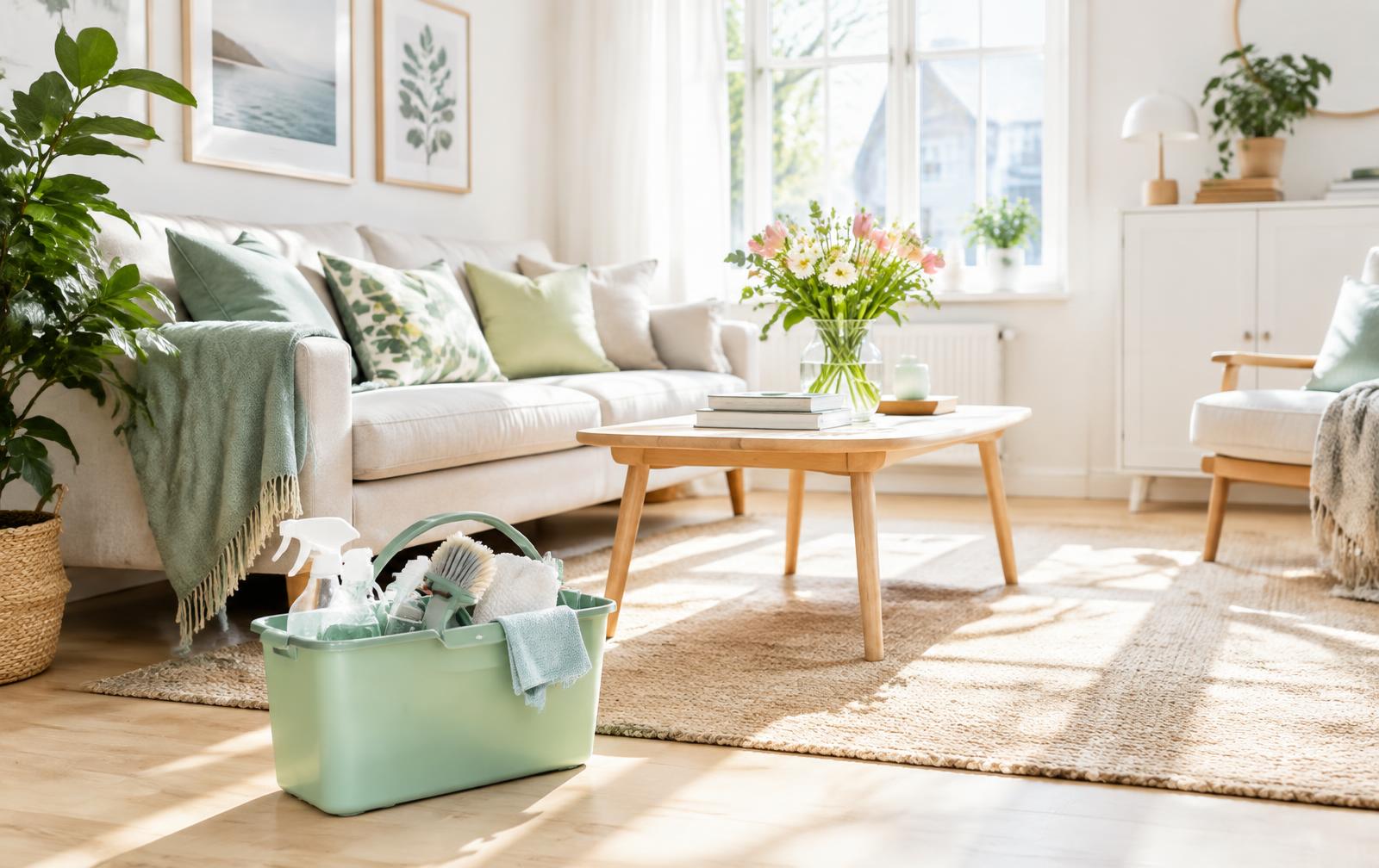 A bright, freshly cleaned living room